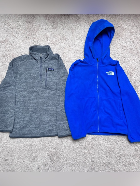 Other - Patagonia north face boys micro fleece blue gray jacket pullover zip sweatshirt